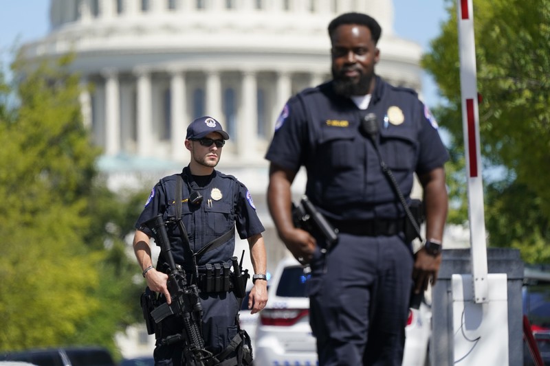 Pengamanan digedung Capitol, Amerika Serikat. (AP/Jose Luis Magana) Pengamanan digedung Capitol, Amerika Serikat. (AP/Jose Luis Magana)