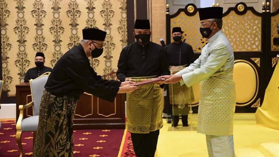 Pelantikan PM Malaysia Ismail Sabri Yaakob. Khirul Nizam Zanil/Malaysia’s Department of Information via AP)