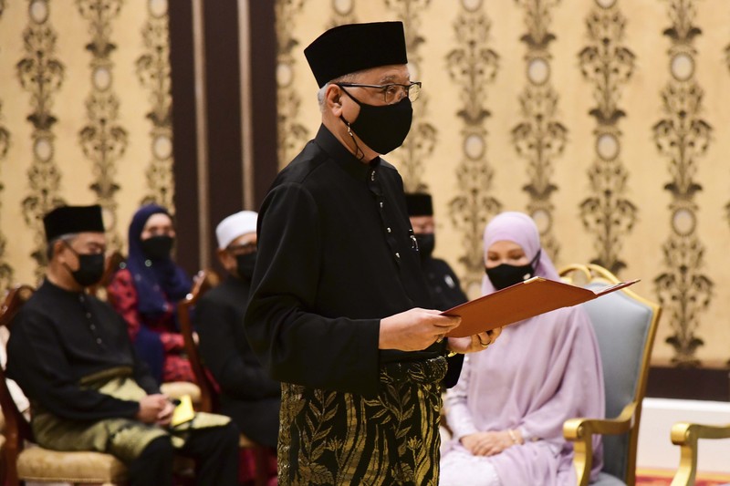 Pelantikan PM Malaysia Ismail Sabri Yaakob. Khirul Nizam Zanil/Malaysia’s Department of Information via AP)