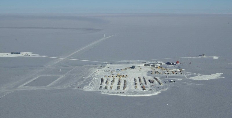 In this handout photo provided by British Antarctic Survey, field guide Andy Hood is seen at the Brunt ice shelf in Antarctica in January 2020. Antarctica remains the only continent without COVID-19 and now in Sept. 2020, as nearly 1,000 scientists and others who wintered over on the ice are seeing the sun for the first time in months, a global effort wants to make sure incoming colleagues don't bring the virus with them. (Robert Taylor/British Antarctic Survey via AP)