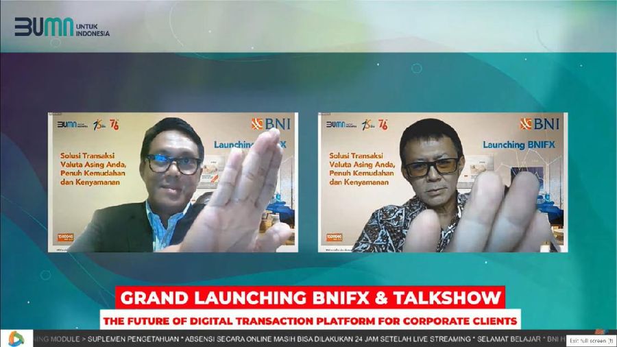 PT Bank Negara Indonesia (Persero) Tbk (BBNI) meluncurkan sebuah Web untuk transaksi valuta asing atau valas bernama BNIFX.