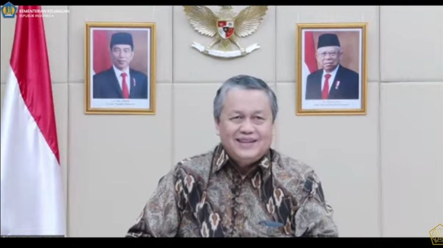 Gubernur Bank Indonesia Perry Warjiyo Saat Konfrensi Pers Mengenai Pemerintah & Bank Indonesia Perkuat Kerja Sama dlm Pembiayaan Sektor Kesehatan & Kemanusiaan (Tangkapan Layar Youtube Kemenkeu RI)