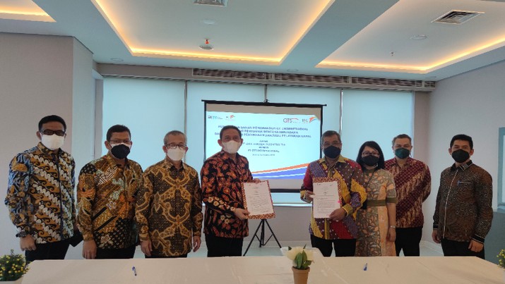 PT Jasa Armada Indonesia Tbk (IPCM) menandatangani Nota Kesepahaman (Memorandum of Understanding/MoU) dengan anak usaha Grup Humpuss, PT GTS Internasional Tbk (GTSI), Selasa (24/8/2021)/Dok GTSI