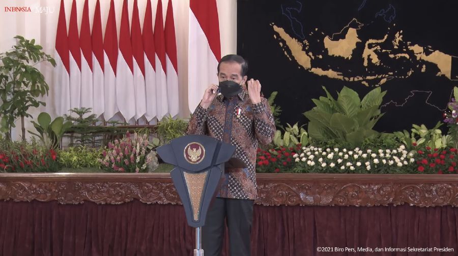Presiden RI Jokowi di acara Peresmian Pembukaan Rakornas Pengendalian Inflasi Tahun 2021, Istana Negara, 25 Agustus 2021. (Tangkapan Layar Youtube/Sekretariat Presiden RI)