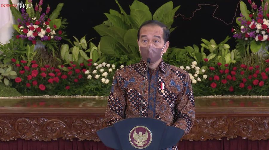 Presiden RI Jokowi di acara Peresmian Pembukaan Rakornas Pengendalian Inflasi Tahun 2021, Istana Negara, 25 Agustus 2021. (Tangkapan Layar Youtube/Sekretariat Presiden RI)