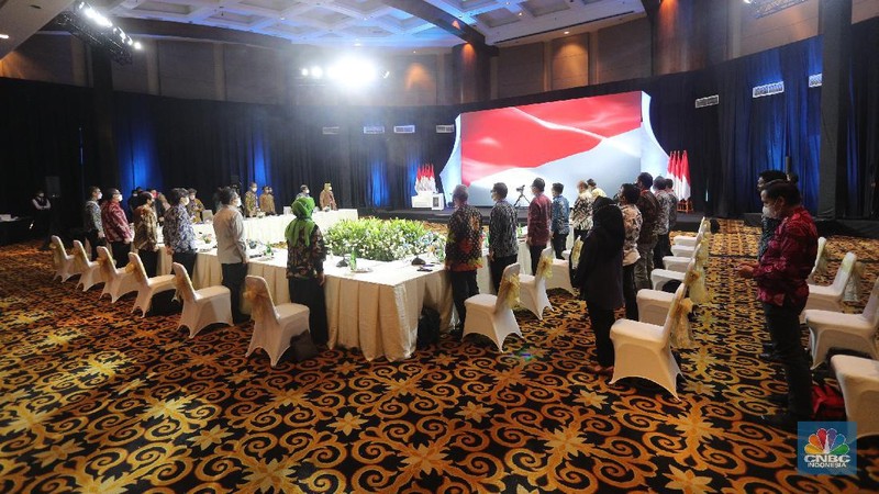 Presiden RI Jokowi di acara Sarasehan 100 Ekonom (CNBC Indonesia/Tri Susilo)
