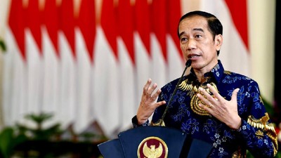 Presiden RI Jokowi di acara Sarasehan 100 Ekonom. (Rusman - Sekretariat Presiden) Presiden RI Jokowi di acara Sarasehan 100 Ekonom. (Rusman - Sekretariat Presiden)