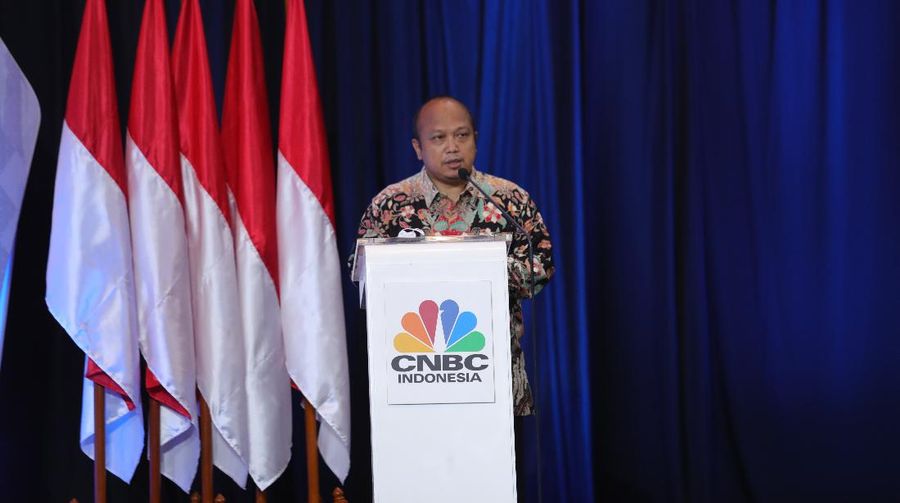 Sambutan Direktur Eksekutif Indef, Tauhid Ahmad di acara Sarasehan 100 Ekonom (CNBC Indonesia/Tri Susilo)