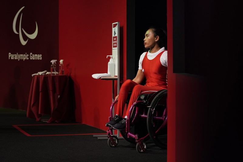 Atlet AS, Ezra Frech bertanding di Final Atletik Lompat Tinggi T63 Putra Paralimpiade Tokyo 2020 di Tokyo, Selasa, 31 Agustus 2021. (Simon Bruty for OIS via AP)