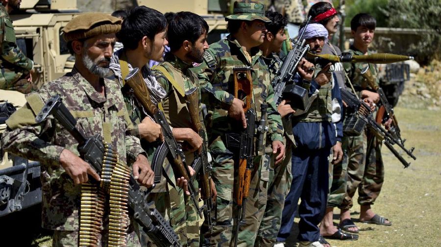 Militiamen loyal to Ahmad Massoud, son of the late Ahmad Shah Massoud, hold their weapons, in Panjshir province northeastern Afghanistan, Thursday, Aug. 26, 2021. The Panjshir Valley is the last region not under Taliban control following their stunning blitz across Afghanistan. Local fighters held off the Soviets in the 1980s and the Taliban a decade later under the leadership of Ahmad Shah Massoud, a guerrilla fighter who attained near-mythic status before he was killed in a suicide bombing. (AP Photo/Jalaluddin Sekandar)
