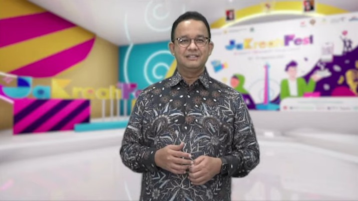 Gubernur DKI Jakarta, Anies Baswedan saat pembukaan JaKreatiFest 2021. (Tangkapan Layar Youtube BI Jakarta)