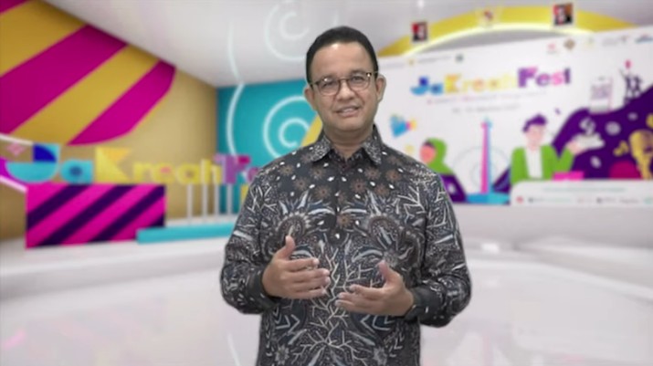 Gubernur DKI Jakarta, Anies Baswedan saat pembukaan JaKreatiFest 2021. (Tangkapan Layar Youtube BI Jakarta)