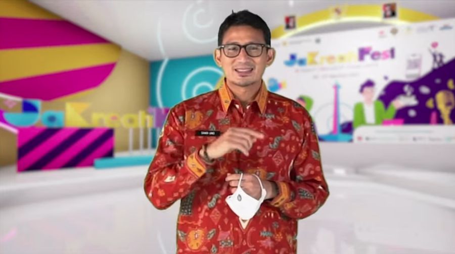 Menparekraf, Sandiaga Uno saat pembukaan JaKreatiFest 2021. (Tangkapan Layar Youtube BI Jakarta)