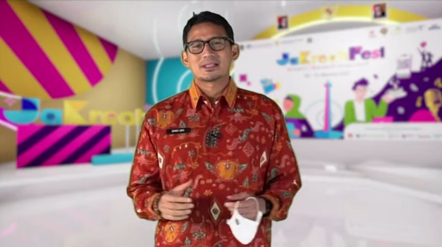 Menparekraf, Sandiaga Uno saat pembukaan JaKreatiFest 2021. (Tangkapan Layar Youtube BI Jakarta)