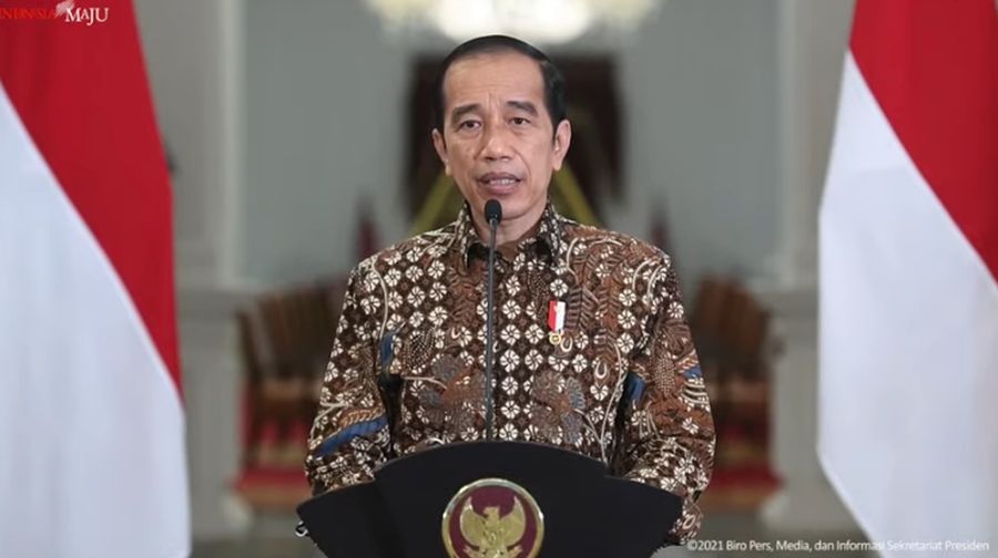 Pernyataan Presiden Joko Widodo tentang Perkembangan PPKM Terkini, Istana Merdeka. (Tangkapan Layar Youtube Sekretariat Presiden)