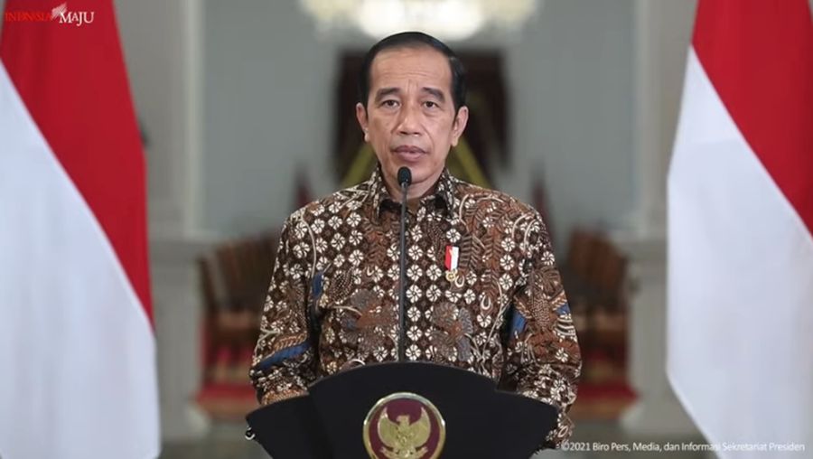 Pernyataan Presiden Joko Widodo tentang Perkembangan PPKM Terkini, Istana Merdeka. (Tangkapan Layar Youtube Sekretariat Presiden)
