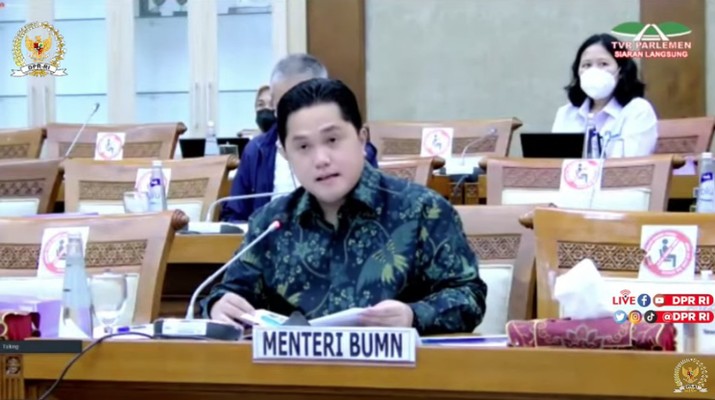 Rapat Kerja Komisi VI DPR RI dengan Menteri BUMN Erick Thohir (Tangkapan Layar Youtube DPR RI) Rapat Kerja Komisi VI DPR RI dengan Menteri BUMN Erick Thohir (Tangkapan Layar Youtube DPR RI)