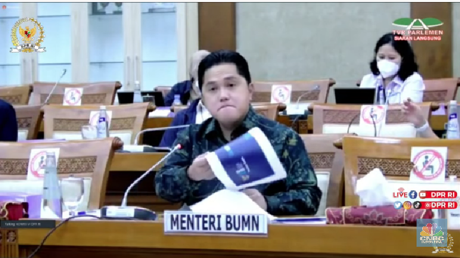 Rapat Kerja Komisi VI DPR RI dengan Menteri BUMN Erick Thohir (Tangkapan Layar Youtube DPR RI)