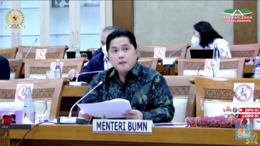 Rapat Kerja Komisi VI DPR RI dengan Menteri BUMN Erick Thohir (Tangkapan Layar Youtube DPR RI)