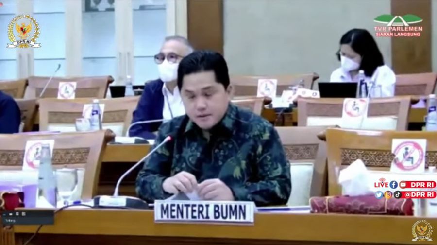 Rapat Kerja Komisi VI DPR RI dengan Menteri BUMN Erick Thohir (Tangkapan Layar Youtube DPR RI)