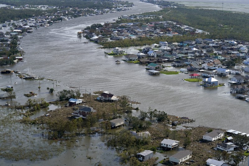 Destruction is seen in the aftermath of Hurricane Ida, Monday, Aug. 30, 2021, in Houma, La. The weather died down shortly before dawn. (AP Photo/David J. Phillip)