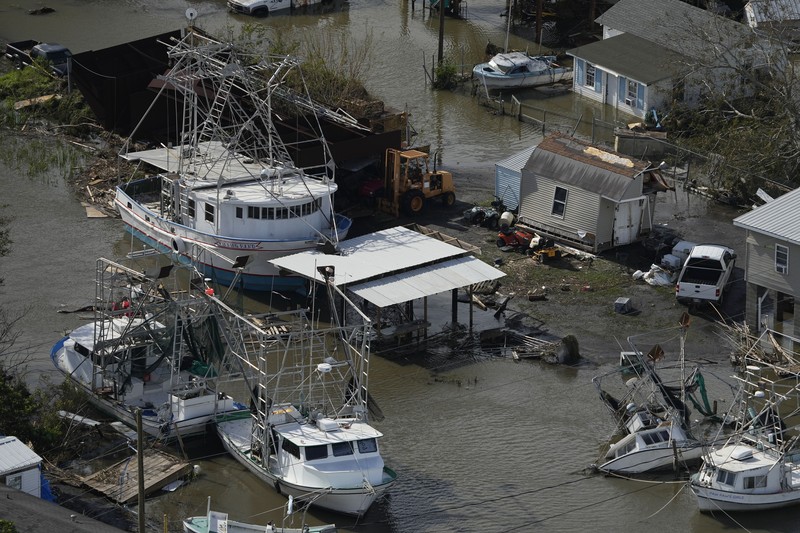 Destruction is seen in the aftermath of Hurricane Ida, Monday, Aug. 30, 2021, in Houma, La. The weather died down shortly before dawn. (AP Photo/David J. Phillip)