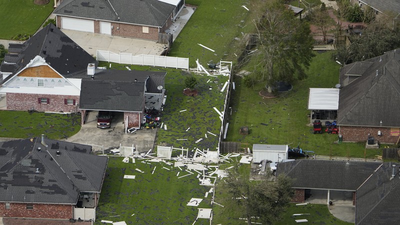 Destruction is seen in the aftermath of Hurricane Ida, Monday, Aug. 30, 2021, in Houma, La. The weather died down shortly before dawn. (AP Photo/David J. Phillip)