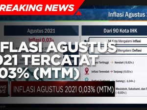 BPS: Inflasi Agustus 2021 Tercatat 0,03% (mtm)