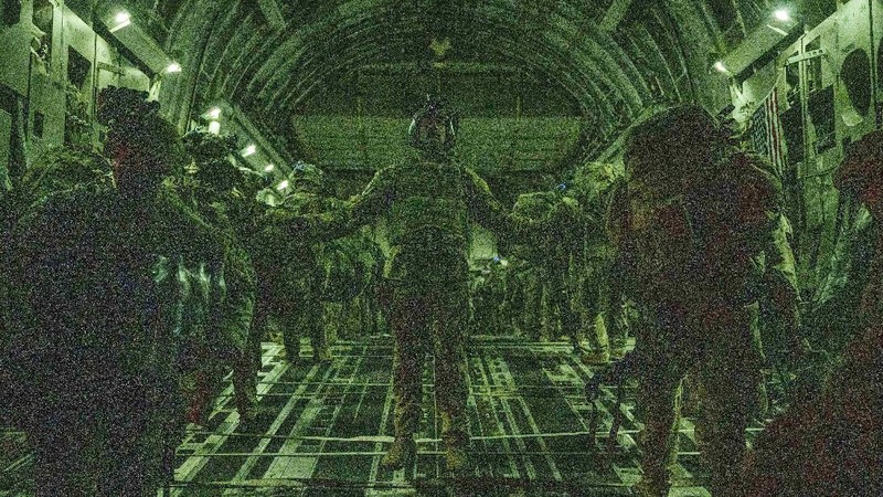 In this Aug. 30, 2021, photo provided by the U.S. Air Force, soldiers, assigned to the 82nd Airborne Division, prepare to board a U.S. Air Force C-17 Globemaster III aircraft at Hamid Karzai International Airport in Kabul, Afghanistan. (Senior Airman Taylor Crul/U.S. Air Force via AP)