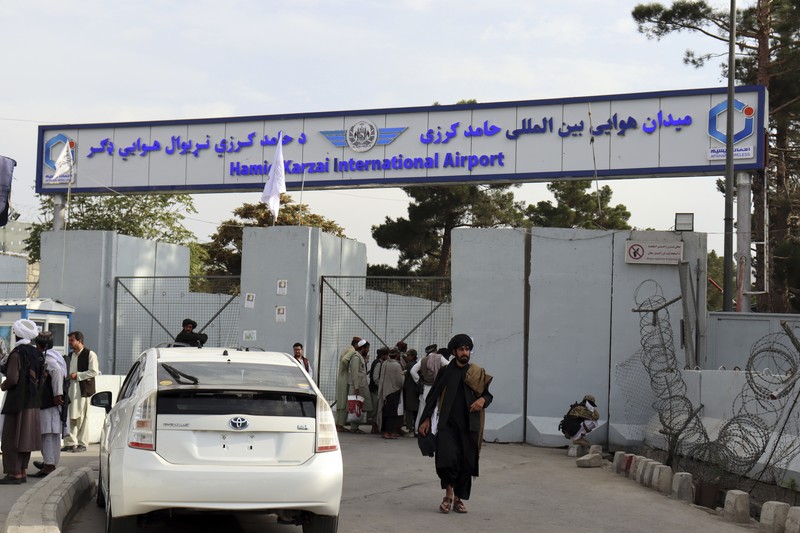 Taliban special forces fighters stand guard outside the Hamid Karzai International Airport after the U.S. military's withdrawal, in Kabul, Afghanistan, Tuesday, Aug. 31, 2021. The Taliban were in full control of Kabul's airport on Tuesday, after the last U.S. plane left its runway, marking the end of America's longest war. (AP Photo/Khwaja Tawfiq Sediqi)