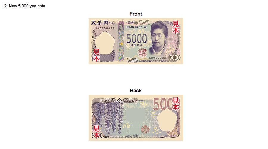 Uang Kertas 5000 yen (Tangkapan Layar Ministry of Finance Japan)