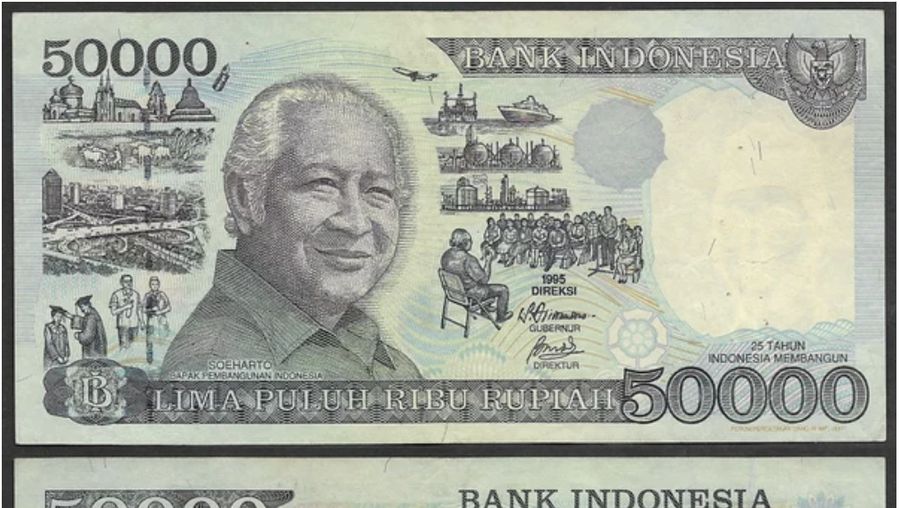 Uang Kertas Indonesia 50.000 Rupiah Tahun 1995 Soeharto. (Dok: Gallery Currency Bank Indonesia)
