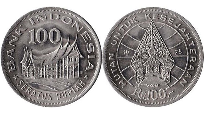 Uang koin 100 rupiah tahun 1978. (Dok: Gallery Currency Bank Indonesia)