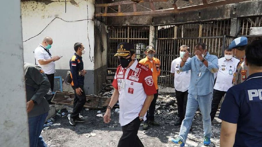 Yasonna Laoly meninjau lapas terbakar di tangerang. (Dok: ig yasonna.laoly)