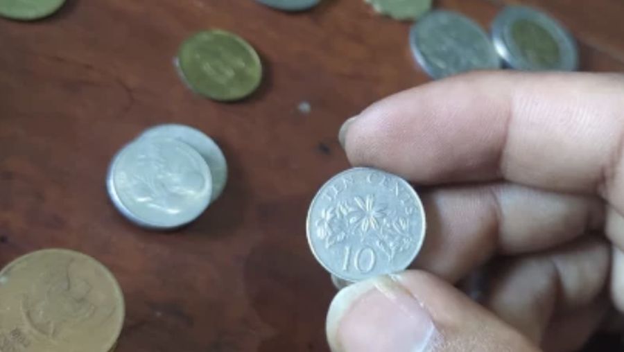 Uang koin kuno negara asing singapore 10 ten cents. Ist