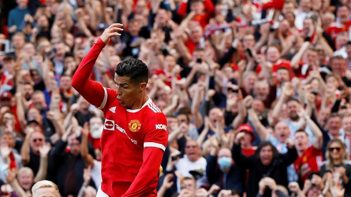 Pemain Manchester United Cristiano Ronaldo saat tampil melawan Newcastle di Old Trafford, Sabtu (11/9/2021) Soccer Football - Premier League - Manchester United v Newcastle United - Old Trafford, Manchester, Britain - September 11, 2021 Manchester United's Cristiano Ronaldo celebrates scoring their second goal REUTERS/Phil Noble EDITORIAL USE ONLY. No use with unauthorized audio, video, data, fixture lists, club/league logos or 'live' services. Online in-match use limited to 75 images, no video emulation. No use in betting, games or single club /league/player publications. Please contact your account representative for further details.