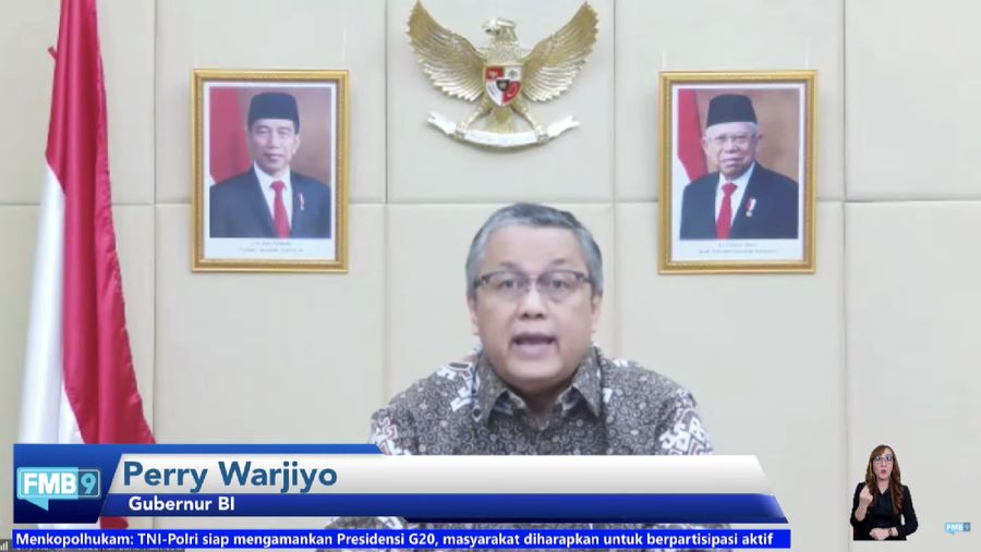 Gubernur BI, Perry Warjiyo dalam konferensi pers menuju Presidensi G20 Tahun 2022. (Tangkapan Layar Youtube/FMB9ID_IKP)