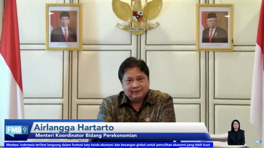 Menteri Koordinator Bidang Perekonomian RI, Airlangga Hartarto dalam konferensi pers menuju Presidensi G20 Tahun 2022. (Tangkapan Layar Youtube/FMB9ID_IKP)