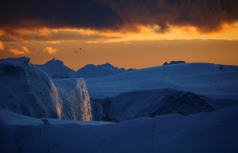 Icebergs are seen at the Disko Bay close to Ilulisat, Greenland, September 14, 2021. REUTERS/Hannibal Hanschke