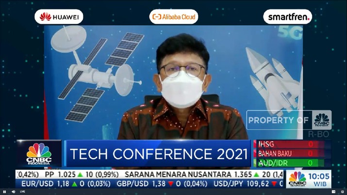Keynote Speech Menteri Komunikasi dan Informatika, Johnny G. Plate di acara CNBC Indonesia Tech Conference