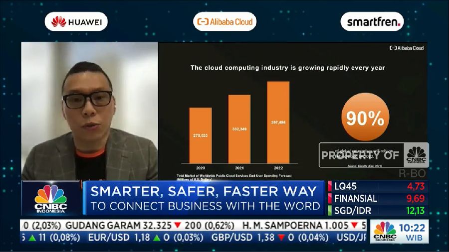 Leon Chen, Country Manager of Alibaba Cloud Indonesia di acara CNBC Indonesia Tech Conference