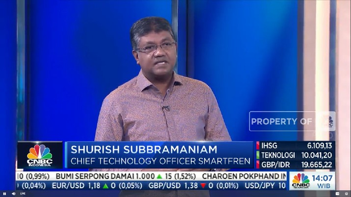 Shurish Subbramaniam, Chief Technology Officer - PT Smartfren Telecom Tbk di acara CNBC Indonesia Tech Conference Shurish Subbramaniam, Chief Technology Officer - PT Smartfren Telecom Tbk di acara CNBC Indonesia Tech Conference