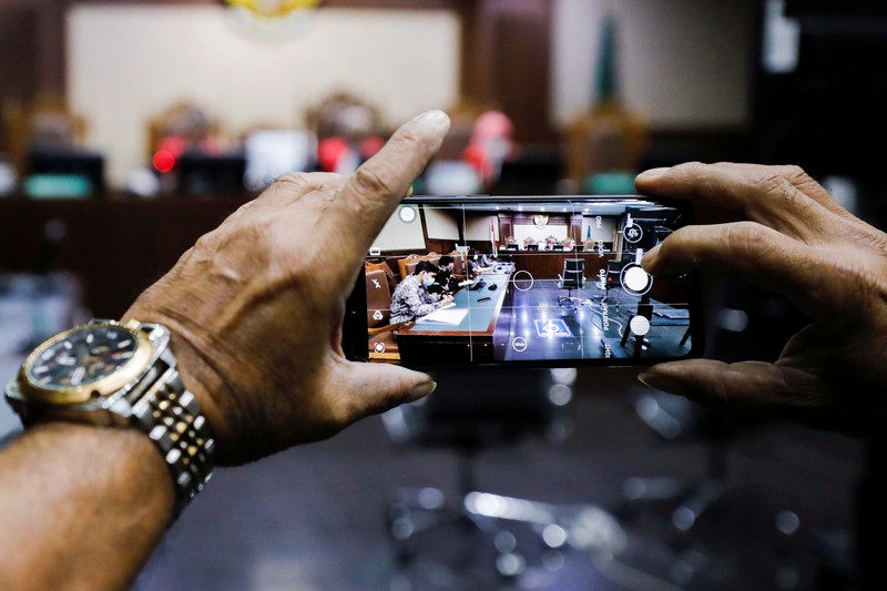 General view during the hearing of a citizen lawsuit, done in an attempt to sue the government into taking action on the city's chronic levels of air pollution, at the Central Jakarta Court, Indonesia, September 16, 2021. REUTERS/Willy Kurniawan   REFILE - QUALITY REPEAT