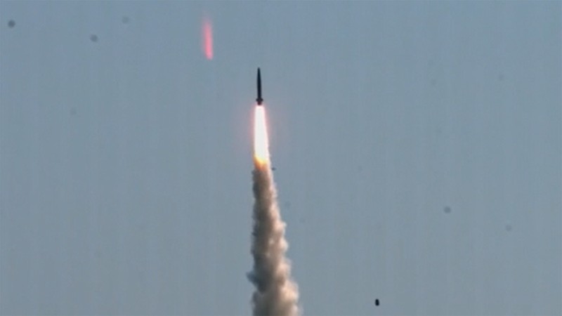 In this image taken from video provided by the South Korea Defense Ministry, South Korea's first underwater-launched ballistic missile is test-fired from a 3,000-ton-class submarine at an undisclosed location in the waters of South Korea, Wednesday, Sept. 15, 2021. The rival Koreas test-launched ballistic missiles hours apart from each other on Wednesday in a display of military assets that came amid a faltering diplomatic push to strip North Korea of its nuclear program. South Korea's presidential office said it conducted its first underwater-launched ballistic missile test on Wednesday afternoon. It said a domestically built missile fired from a 3,000-ton-class submarine flew a previously set distance before hitting a designated target. (South Korea Defense Ministry via AP)