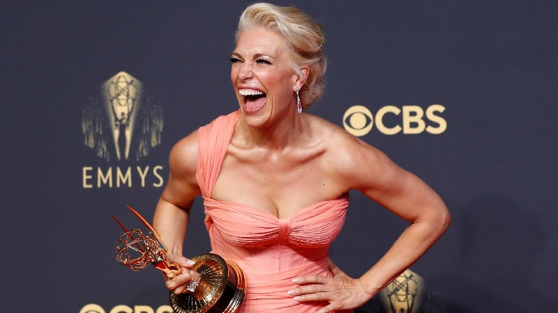 Showrunner Peter Morgan, Director Jessica Hobbs, Executive Producers Stephen Daldry, Robert Fox, Matthew Byam Shaw and Suzanne Mackie, and Producer Oona O'Beirn, pose at the Netflix UK Primetime Emmy Red Carpet for 