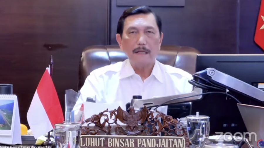 Menteri Koordinator Bidang Kemaritiman dan Investasi (Menko Marves) Luhut Binsar saat Konferensi Pers Perkembangan PPKM (Tangkapan Layar Youtube PerekonomianRI)