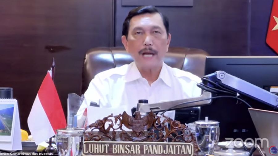 Menteri Koordinator Bidang Kemaritiman dan Investasi (Menko Marves) Luhut Binsar saat Konferensi Pers Perkembangan PPKM (Tangkapan Layar Youtube PerekonomianRI)