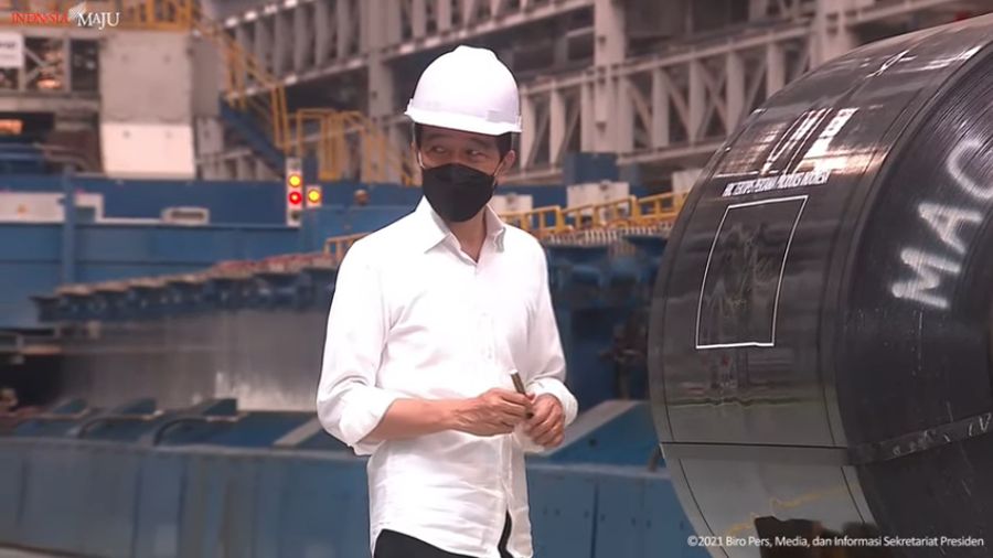 foto/ Peresmian Pabrik Industri Baja PT. Krakatau Steel (persero) Tbk, Kota Cilegon, 21 September 2021/ Youtu: Setpres