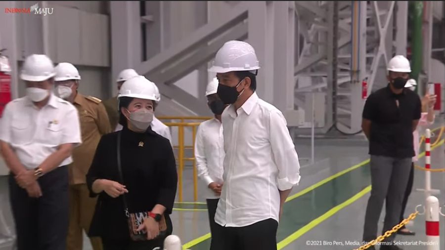 foto/ Peresmian Pabrik Industri Baja PT. Krakatau Steel (persero) Tbk, Kota Cilegon, 21 September 2021/ Youtu: Setpres