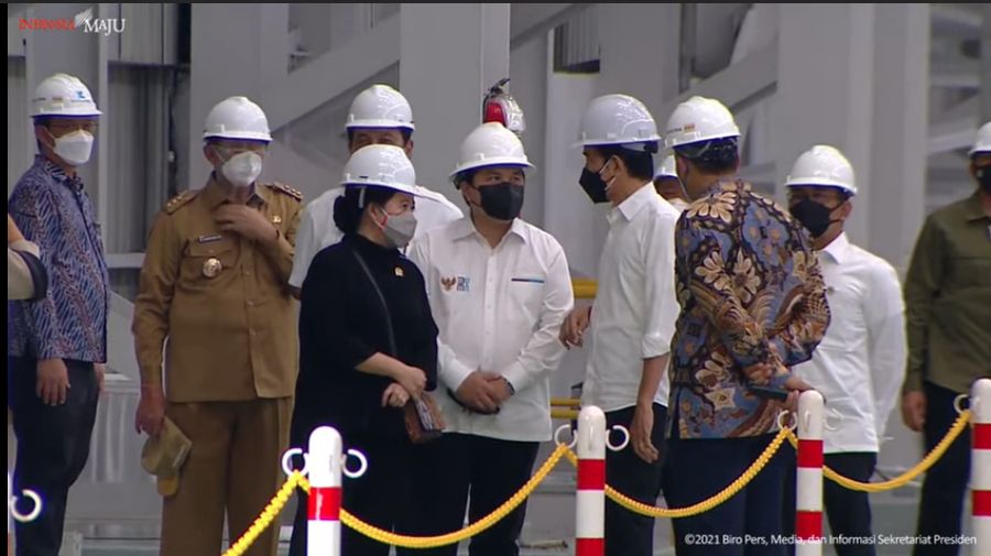 foto/ Peresmian Pabrik Industri Baja PT. Krakatau Steel (persero) Tbk, Kota Cilegon, 21 September 2021/ Youtu: Setpres
